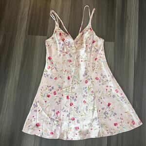 Jacklyn Smith Slip Pink Floral Size Medium Babydoll Y2K Strappy Lingerie Dress